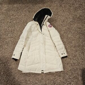 Canada Goose Lorette Parka 2090W North Star White Down Hooded Jacket Womens L